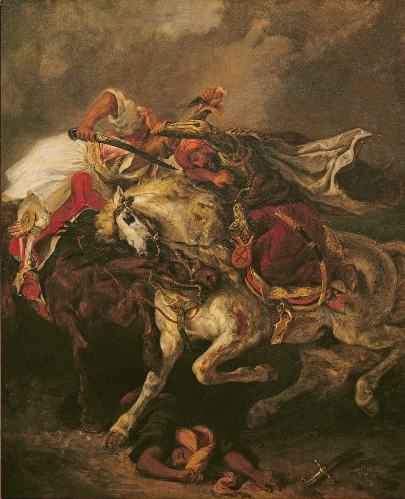 La battaglia di Giaour e Hassan, dopo la poesia di Byron, 'Le Giaour', 1835 - Musee de la Ville de Paris